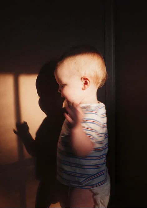 A young child in warm afternoon light
